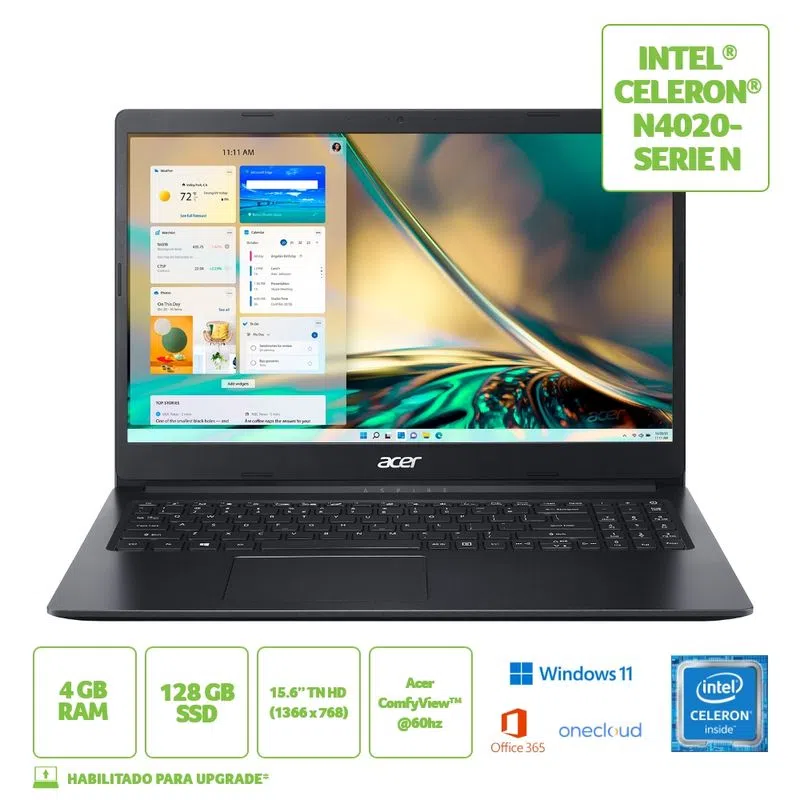 Notebook Acer Aspire 3 Intel Celeron W11 4GB 128GB SSD
